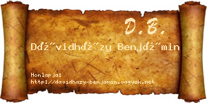 Dávidházy Benjámin névjegykártya