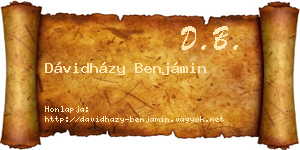 Dávidházy Benjámin névjegykártya