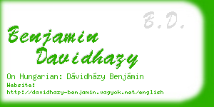 benjamin davidhazy business card