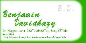 benjamin davidhazy business card
